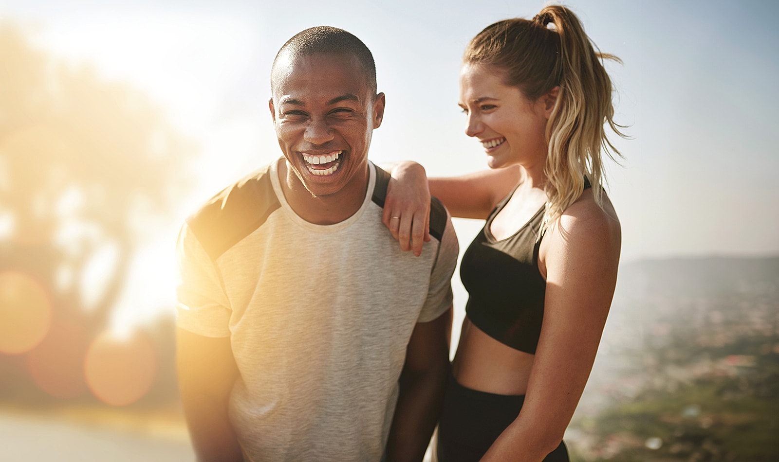 Happy friends enjoying a sunny day together.